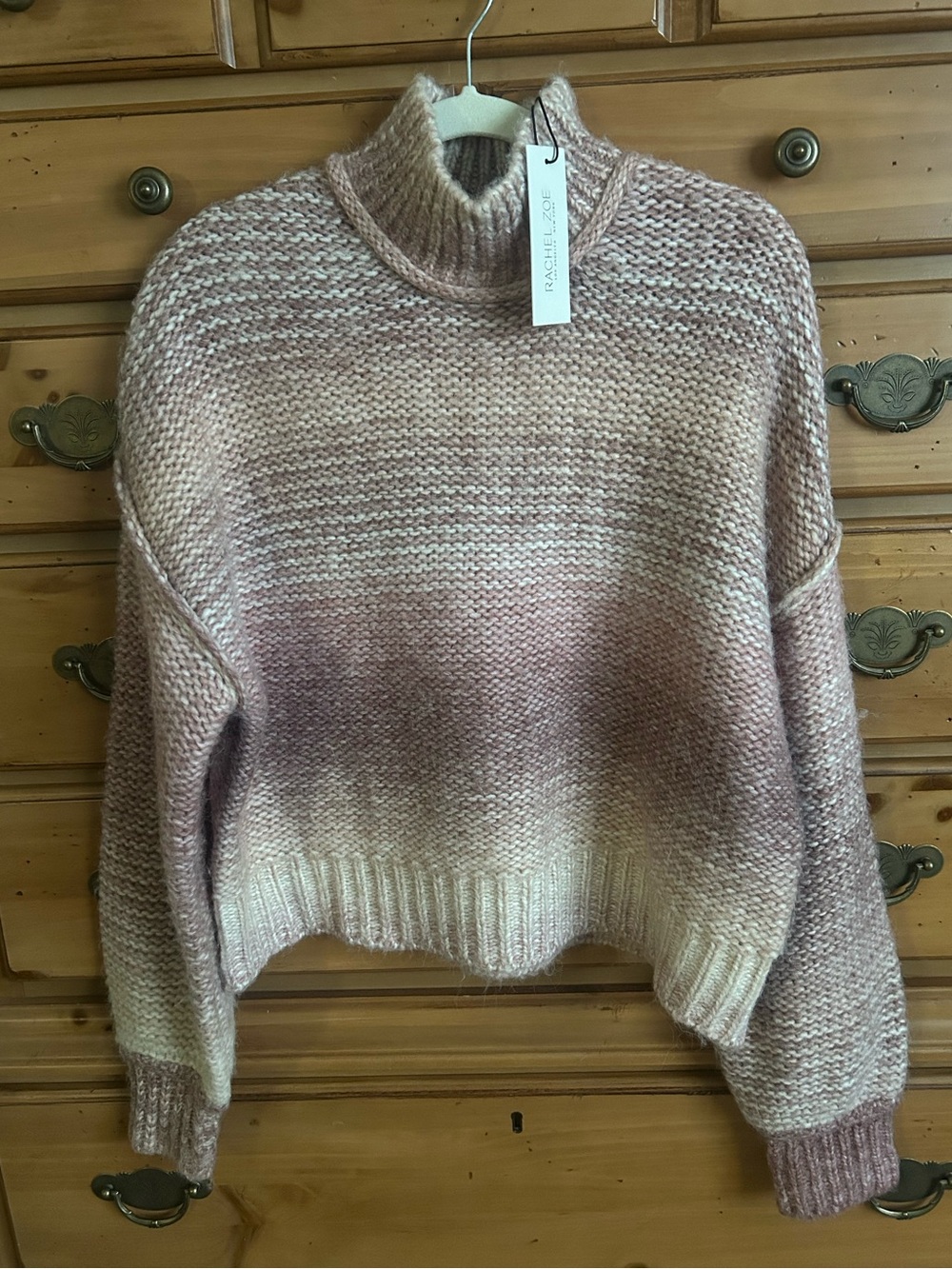 Rachel Zoe Ombre Pinks, Mauve & Cream High neck Long Sleeve Sweater NWT